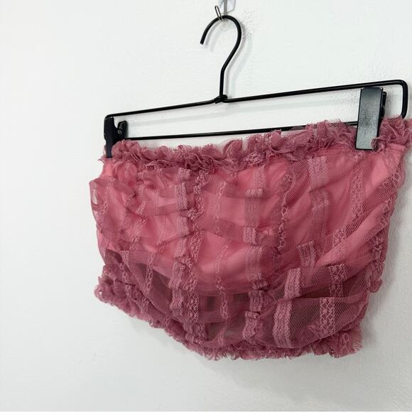 Revolve x NBD Ahlani Top Blush Pink Ruffle Lace Cropped Sleeveless size XS - Picture 3 of 7